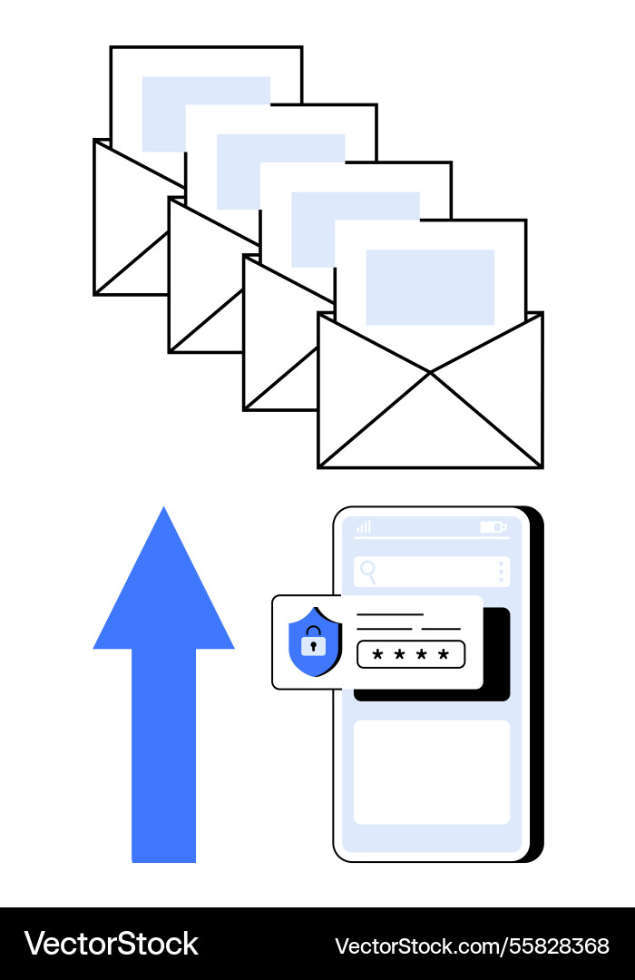 Secure email transfer concept with authentication Secure email transfer concept with authentication vector image