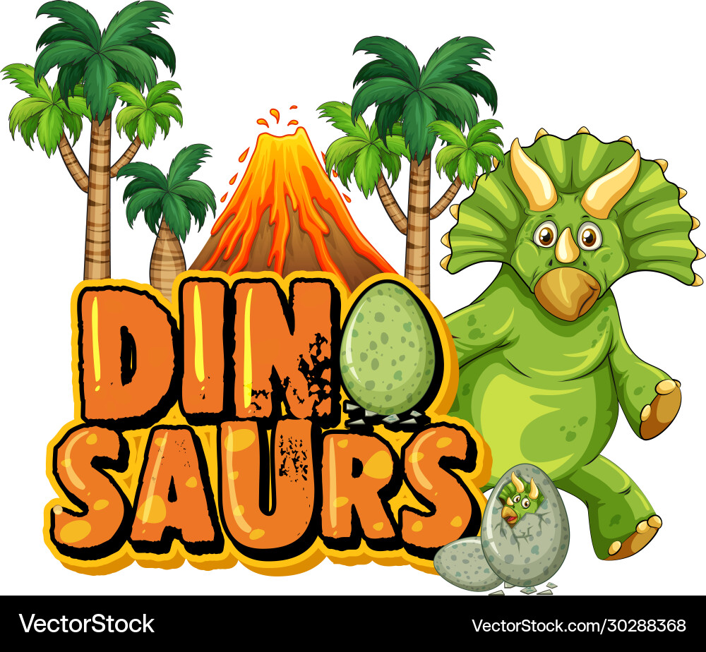 Triceratops Font in Forest Setting vector image