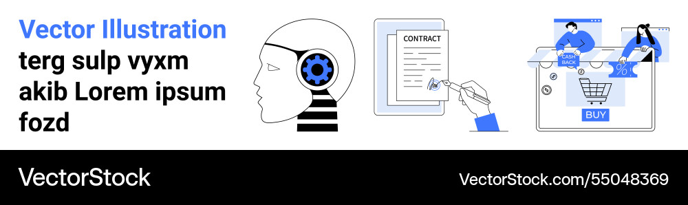 Ai integration in business with digital contract Ai integration in business with digital contract vector image