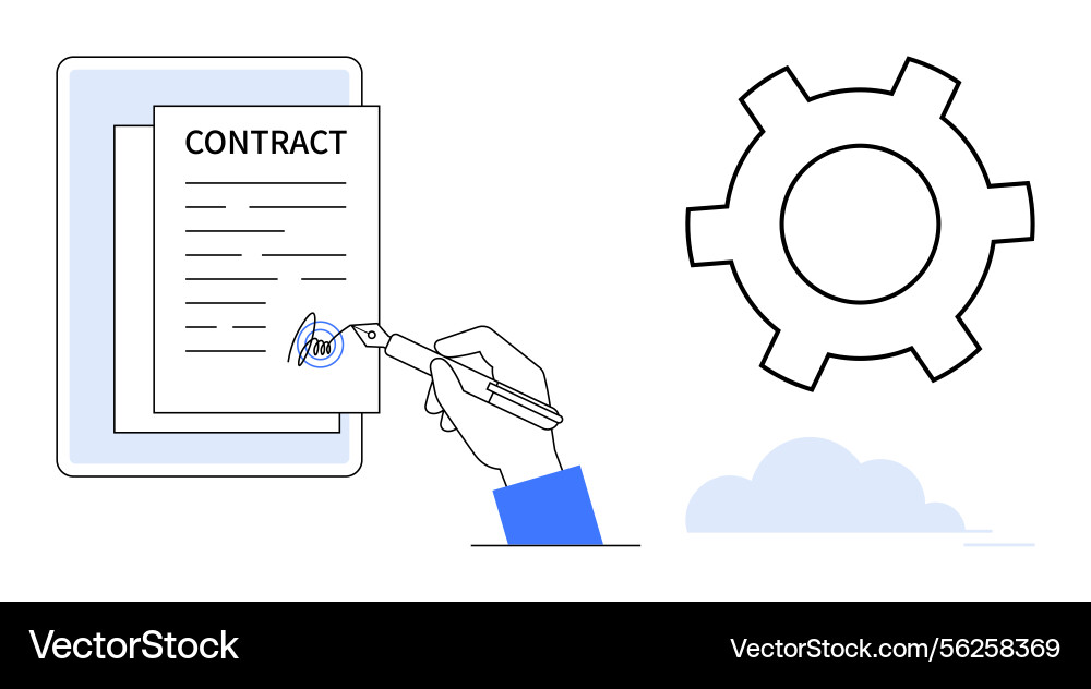 Digital contract signing with automation gear Digital contract signing with automation gear vector image