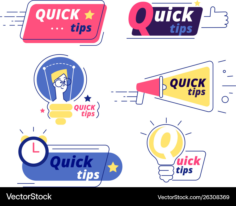 Quick tip tricks tips solution logos Quick tip tricks tips solution logos vector image
