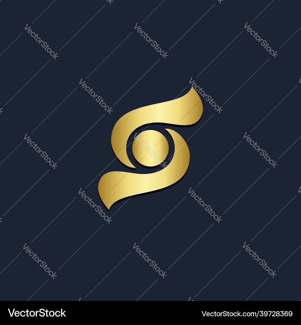 Round circle s initial gold logo Royalty Free Vector Image