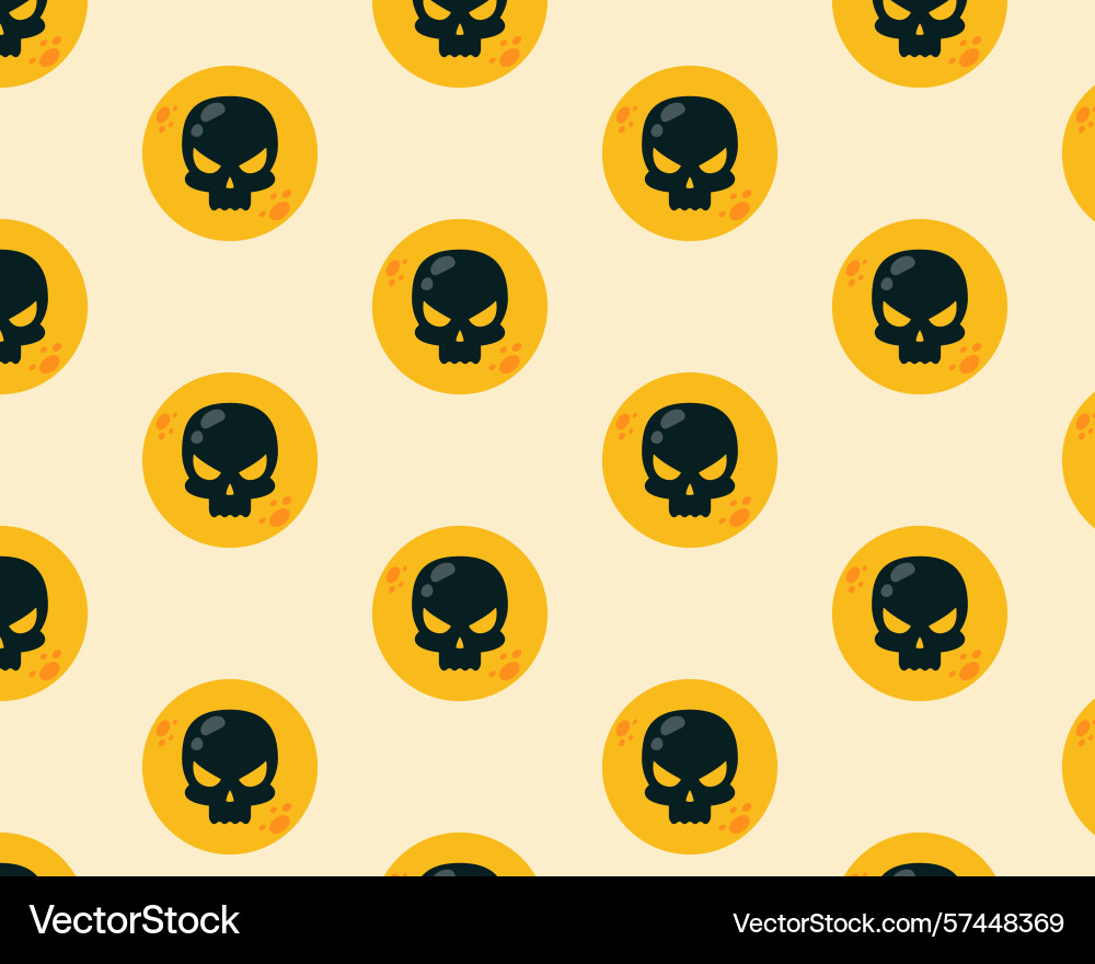 Skulls on a moon background pattern flat Skulls on a moon background pattern flat Vector Image