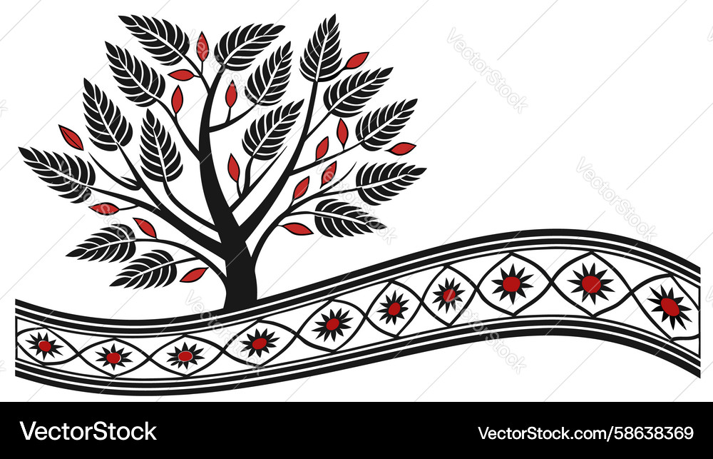 Stylized tree with root patterns and organic Vector Image