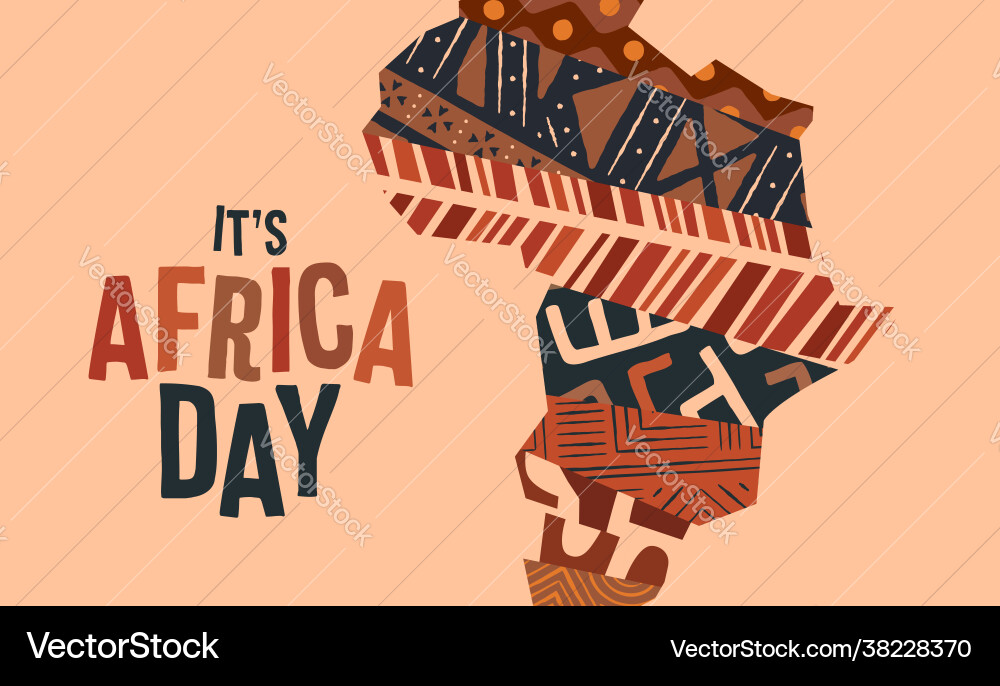 Africa day tribal art texture continent map card Africa day tribal art texture continent map card Vector Image