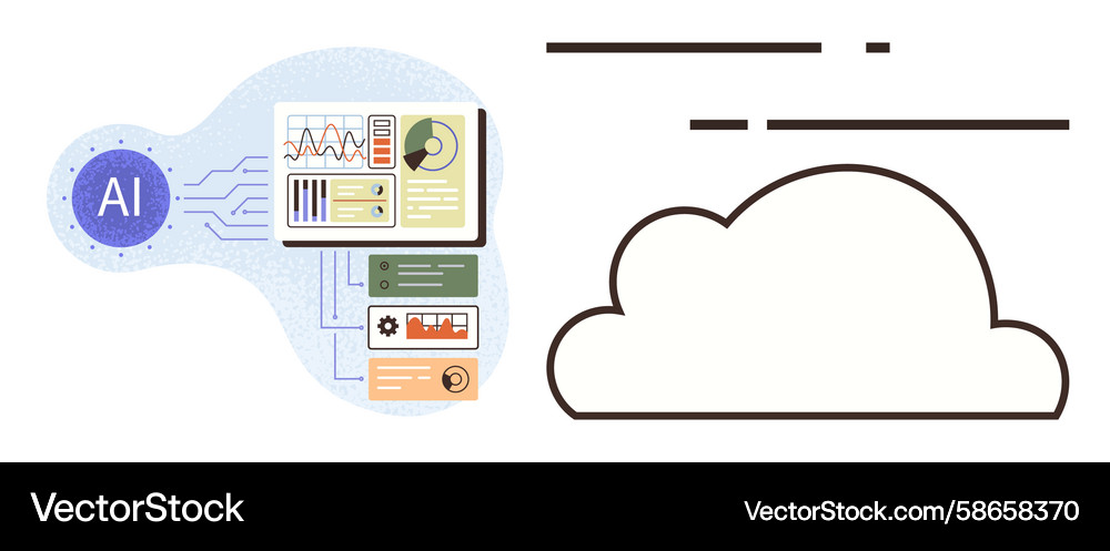 AI Cloud Data Analytics Monitoring Vector Image