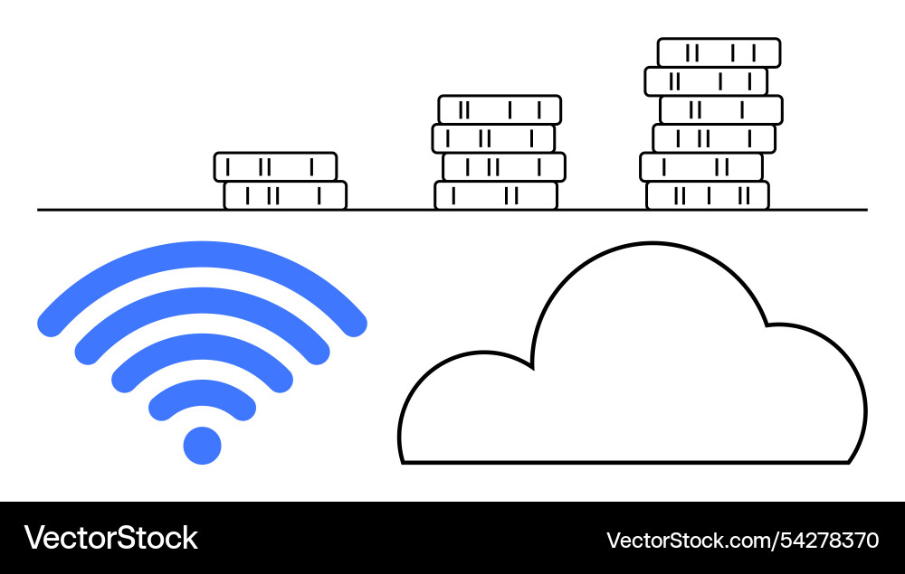 Cloud storage with ascending bar chart Cloud storage with ascending bar chart vector image