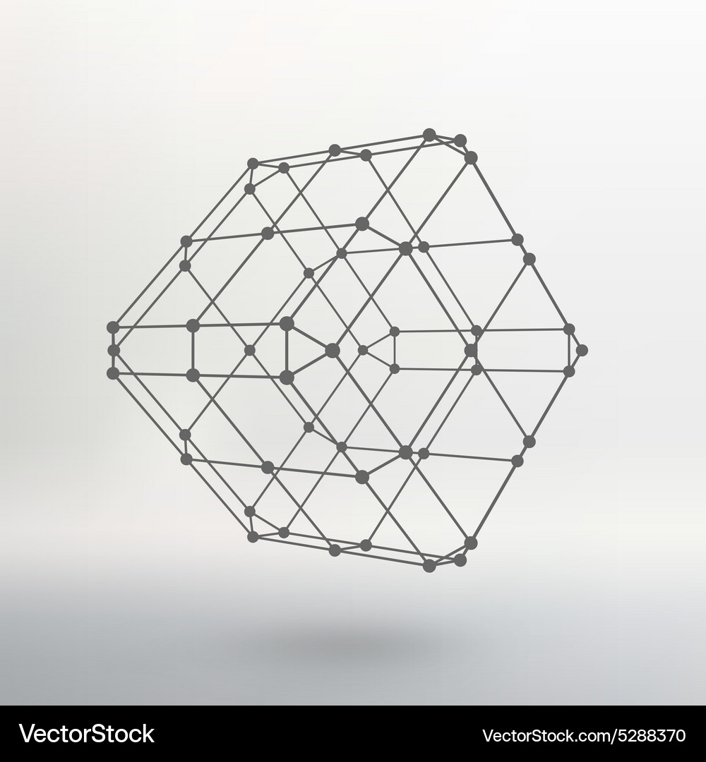 Cube of lines and dots Vector Image