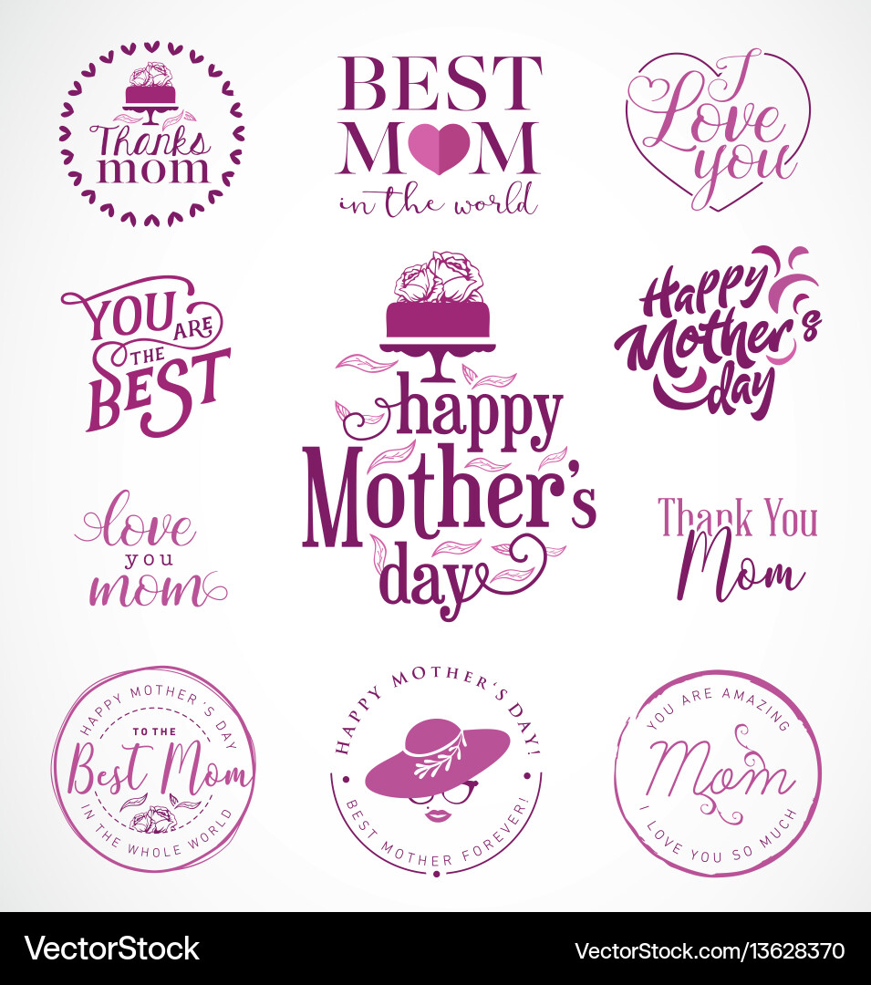 Mother's Day Celebration Elements Vector Image