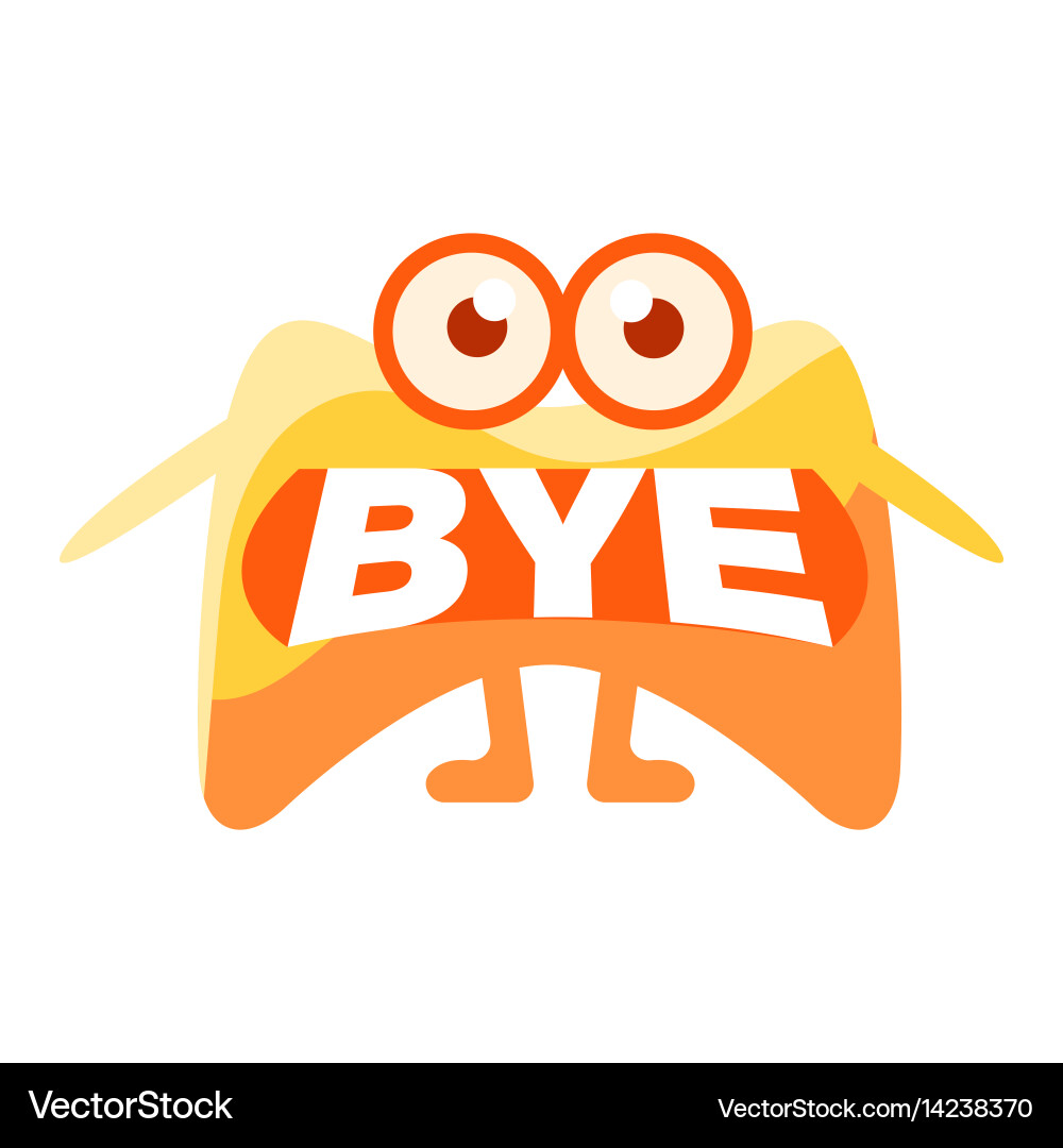 Orange blob saying bye cute emoji character Vector Image