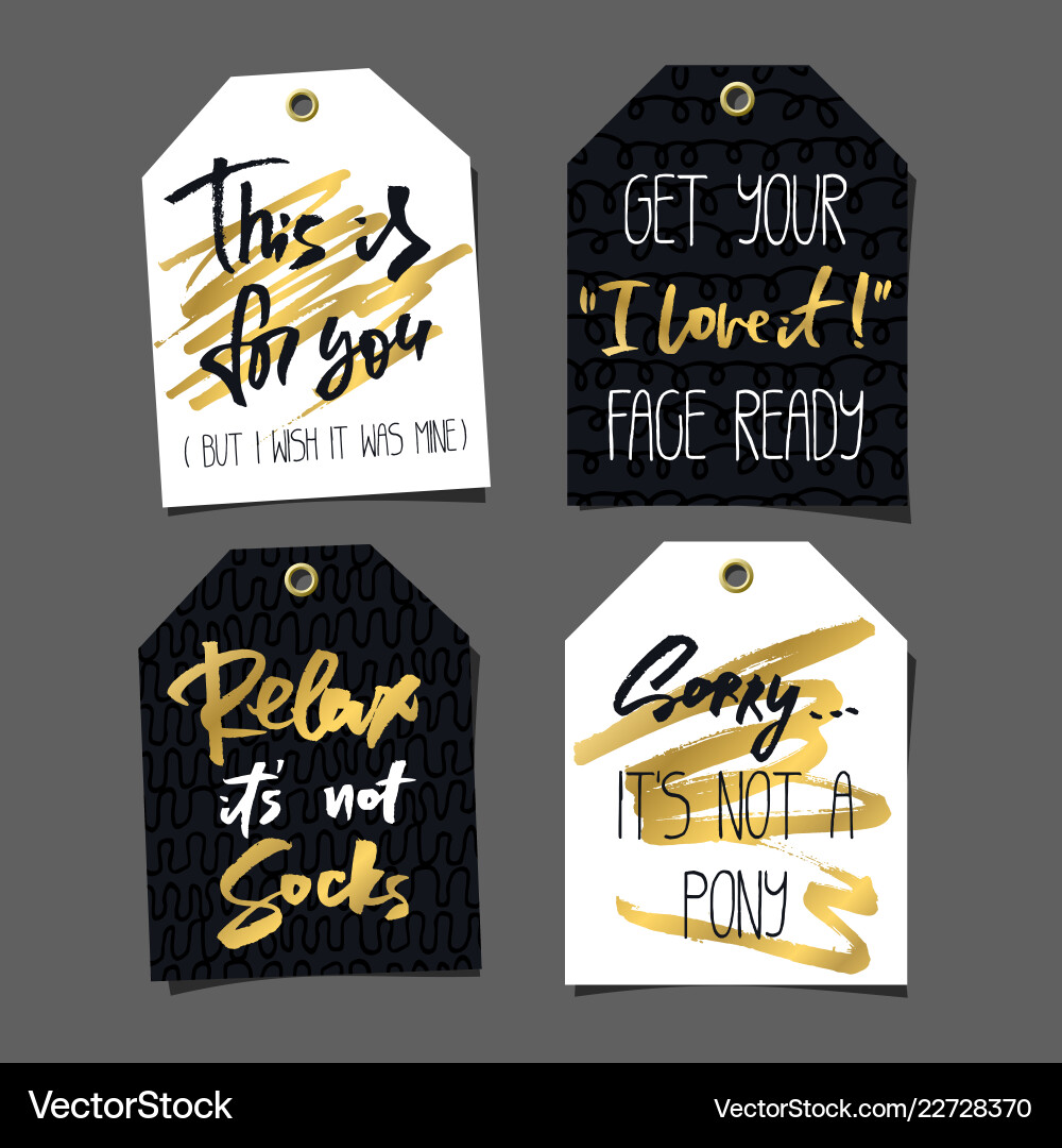 Set of 8 funny gift tags lettering and doodles Set of 8 funny gift tags lettering and doodles vector image