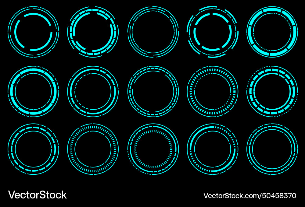 Set of sci fi blue circle user interface elements Set of sci fi blue circle user interface elements vector image