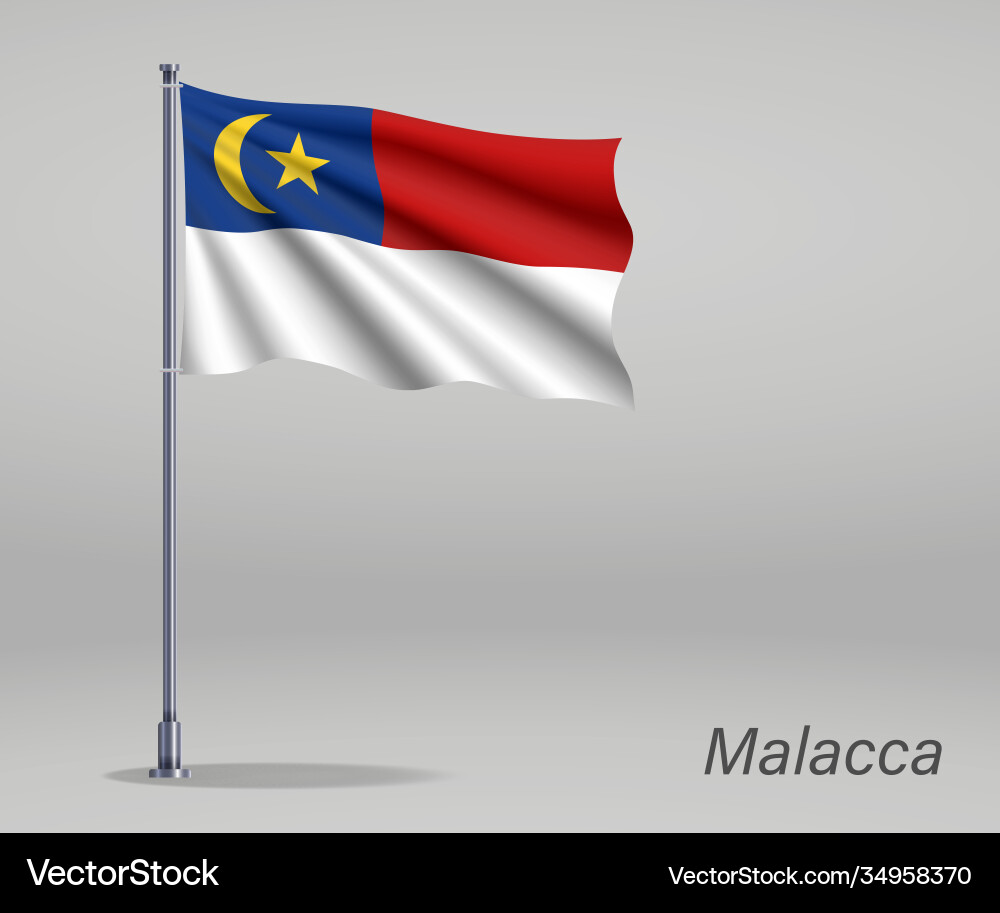 Waving flag malacca - state malaysia Waving flag malacca - state malaysia vector image
