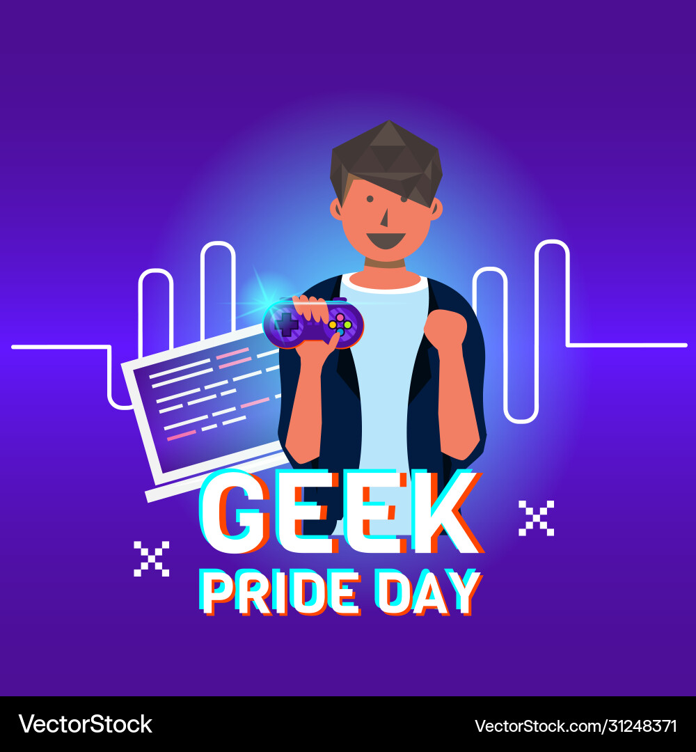Geek pride day with character vector image