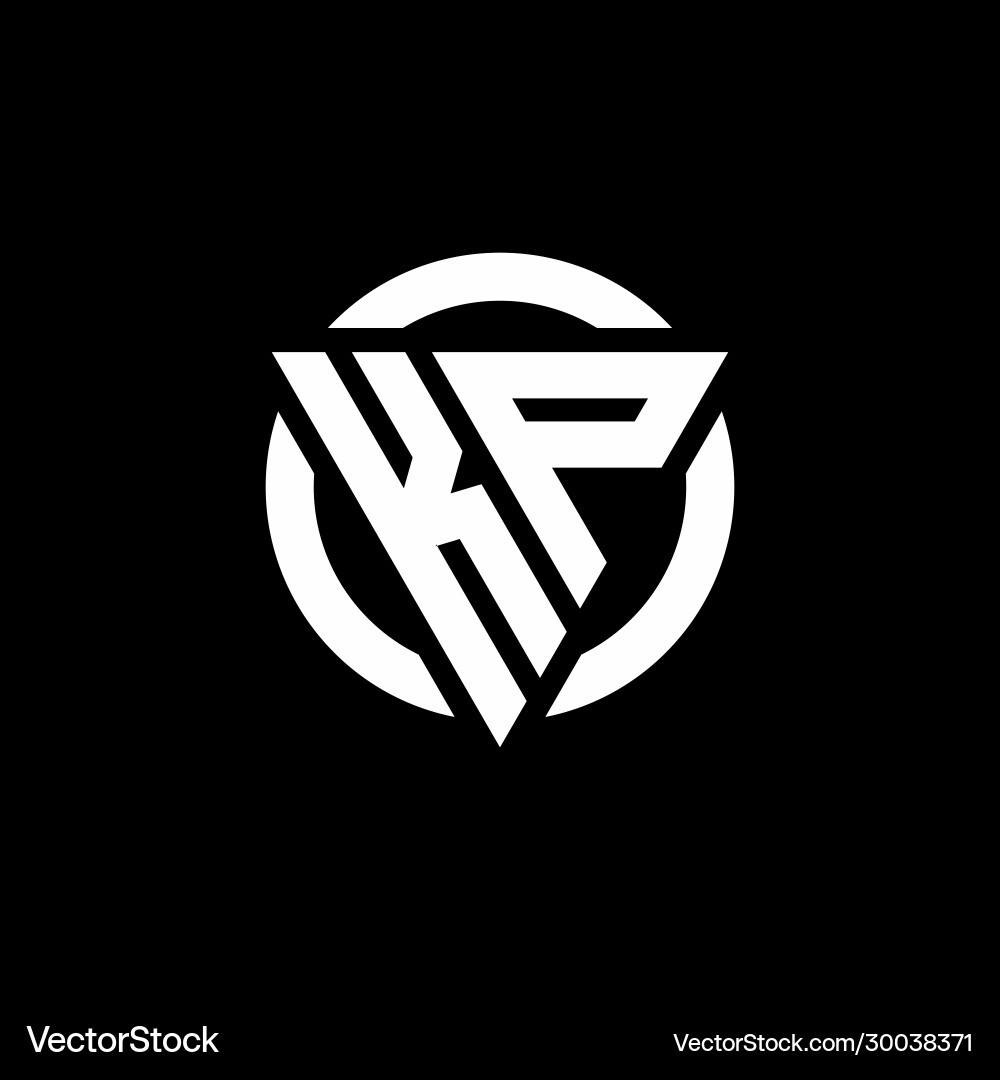 Kp logo with triangle shape and circle rounded vector image
