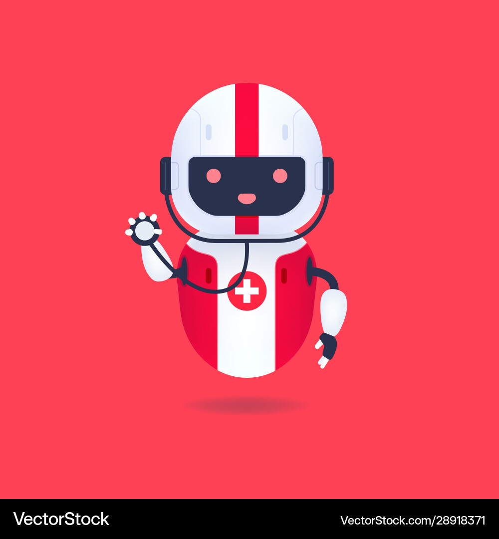 Medizinischer freundlicher Android-Roboter mit Stethoskop Medizinischer freundlicher Android-Roboter mit Stethoskop vektorbild
