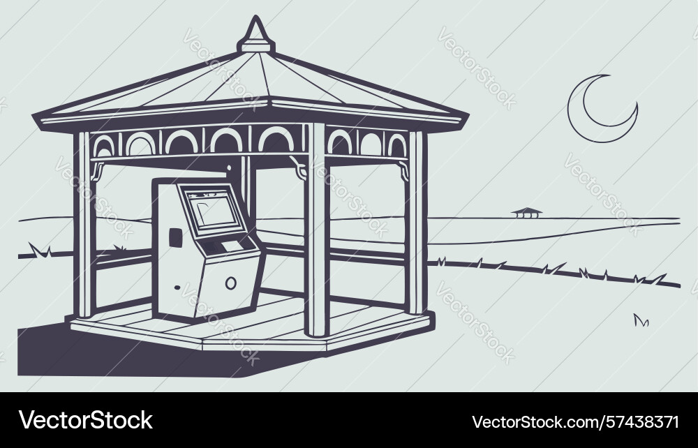 Modern gazebo with interactive screen inside Vector Image