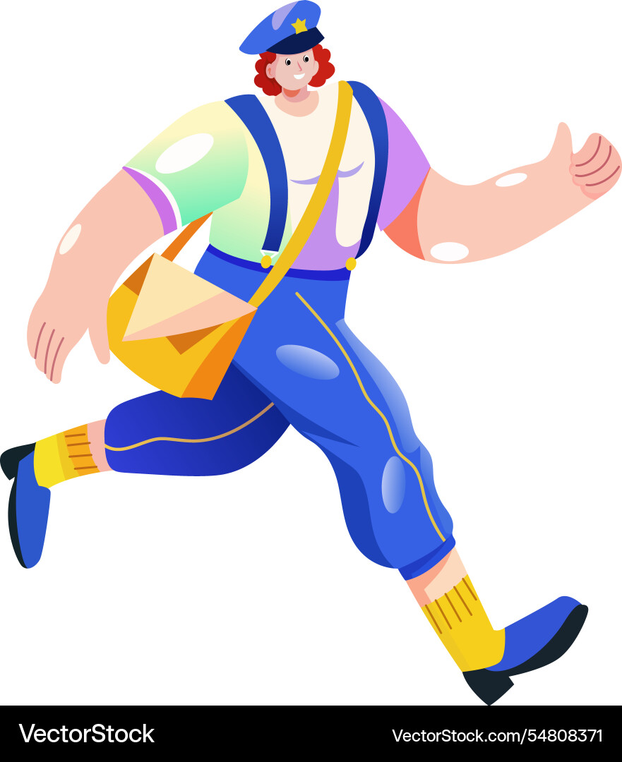 Running postman in flat style vector image
