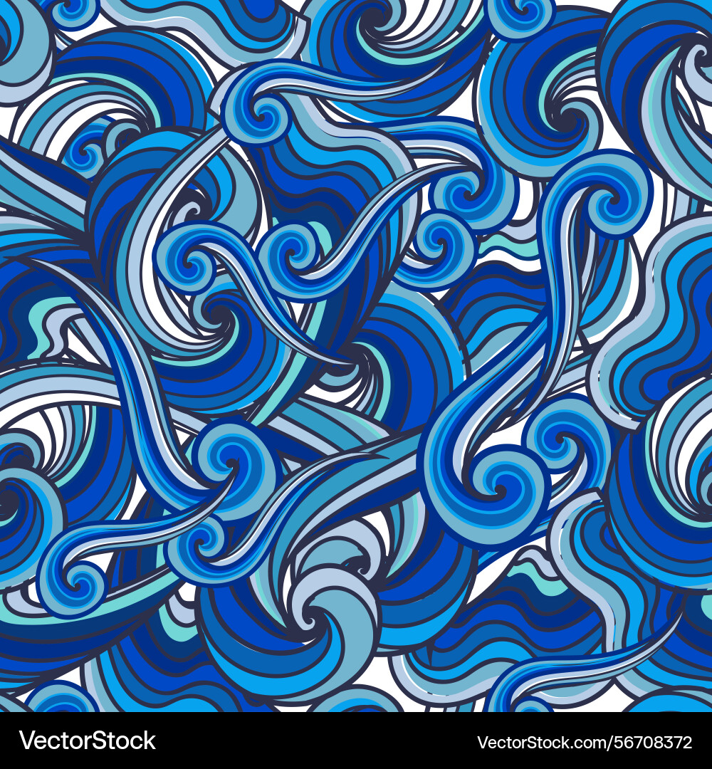 Abstract blue curve seamless pattern vector image