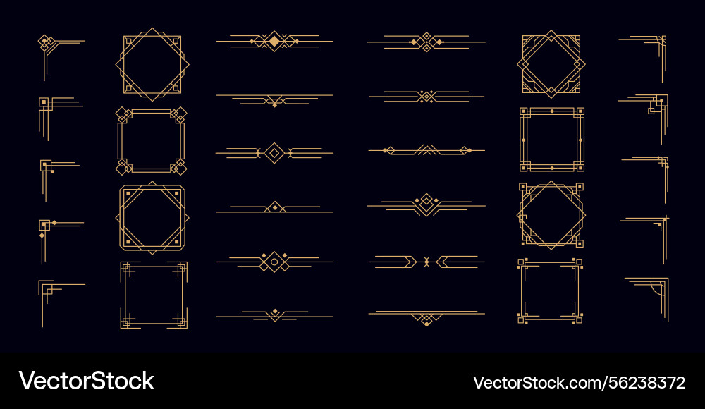 Art deco border modern geometric line frame Art deco border modern geometric line frame vector image