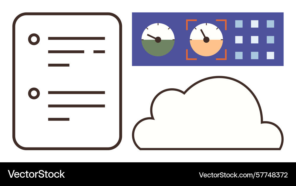 Cloud Computing Dashboard mit Leistung Vektorbild