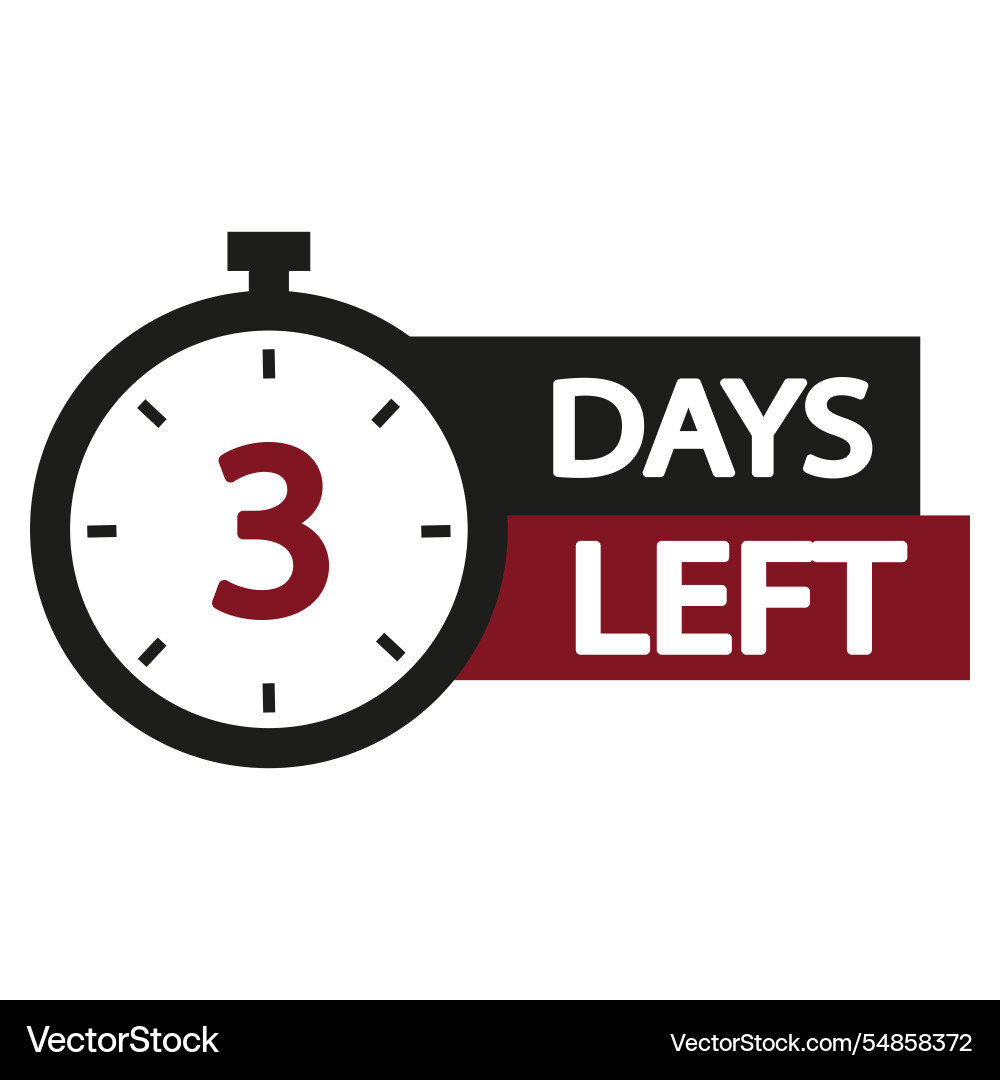 Countdown clock icon number 3 is bold three days Countdown clock icon number 3 is bold three days vector image