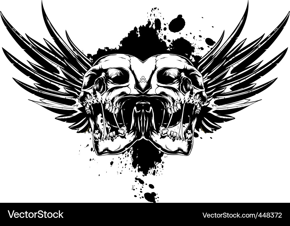 Dark Skull with Winged Splashes Vector Image