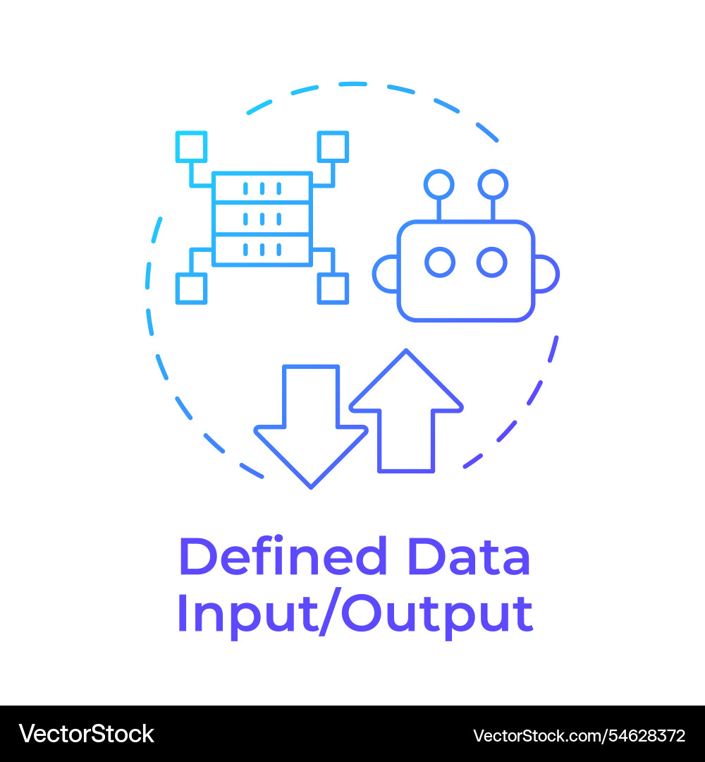 Defined data input and output blue gradient Defined data input and output blue gradient vector image