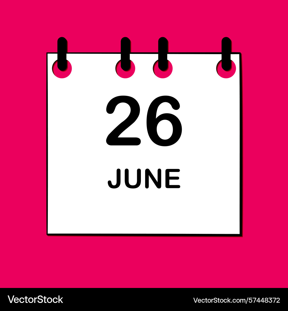 June 26 daily calendar icon for design simple Vector Image