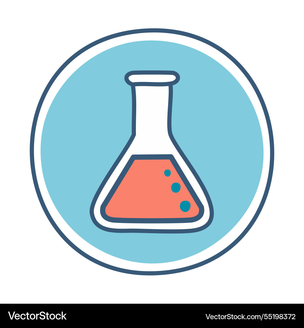 Laboratory flask color icon in a flat style Laboratory flask color icon in a flat style Vector Image