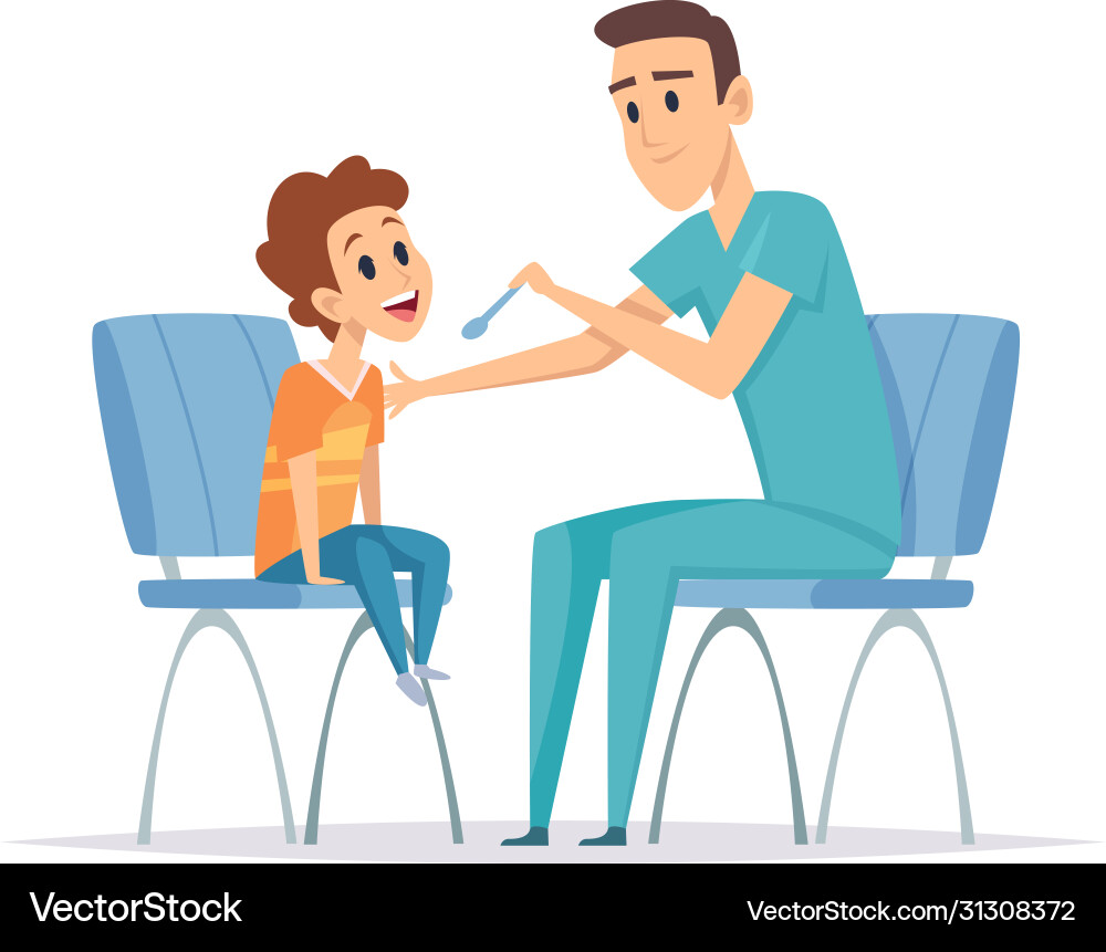 Nurse and boy rehabilitation pediatrician ill Nurse and boy rehabilitation pediatrician ill vector image