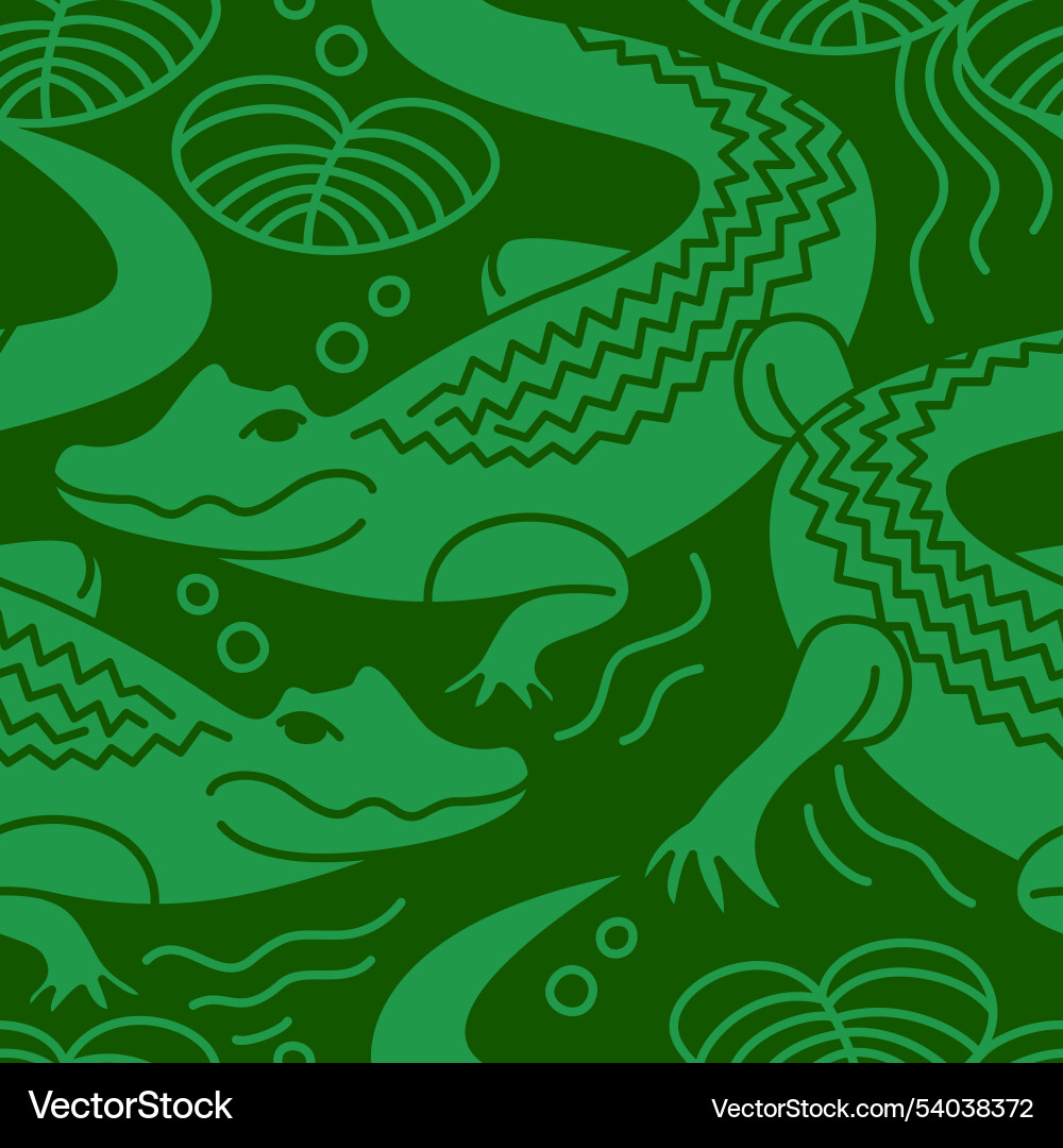 Seamless pattern with linear style crocos vector image