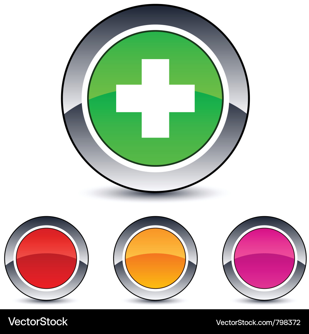 Shiny Round Plus Button Vector Image