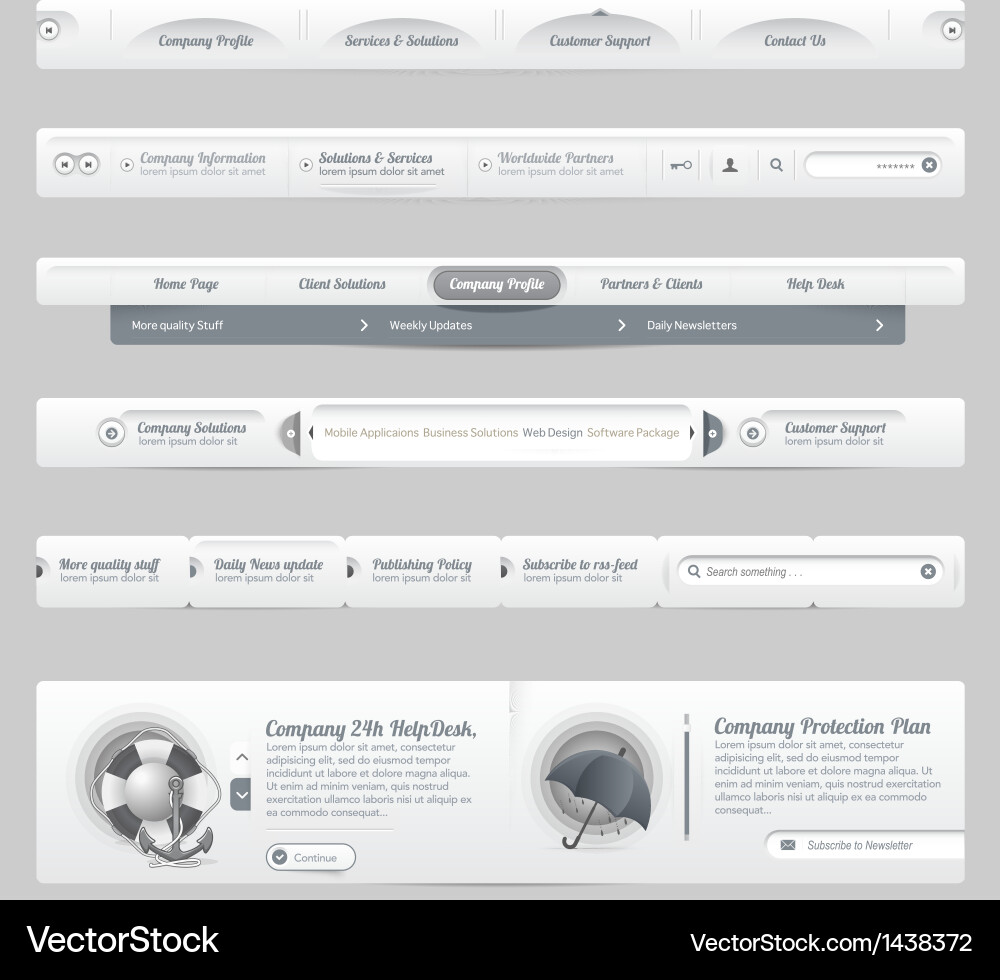 Website Navigation Menu Icons vector image