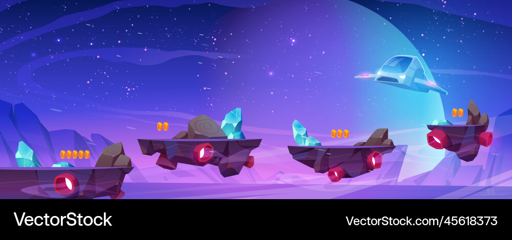 Arcade game level platforms in outer space Vector Image