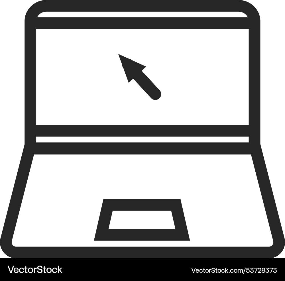 Laptop line icon arrow on notebook screen symbol Laptop line icon arrow on notebook screen symbol Vector Image