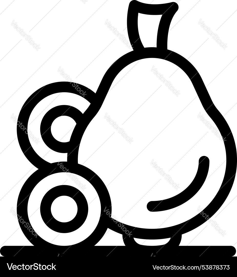 Line icon style of a pear with slices Vector Image