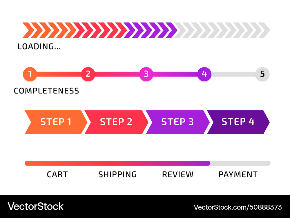 Progress bar infographic design loading process Progress bar infographic design loading process Vector Image