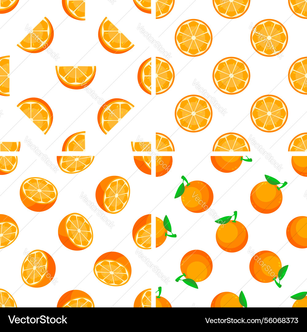 Seamless pattern with oranges slices and halves Seamless pattern with oranges slices and halves vector image