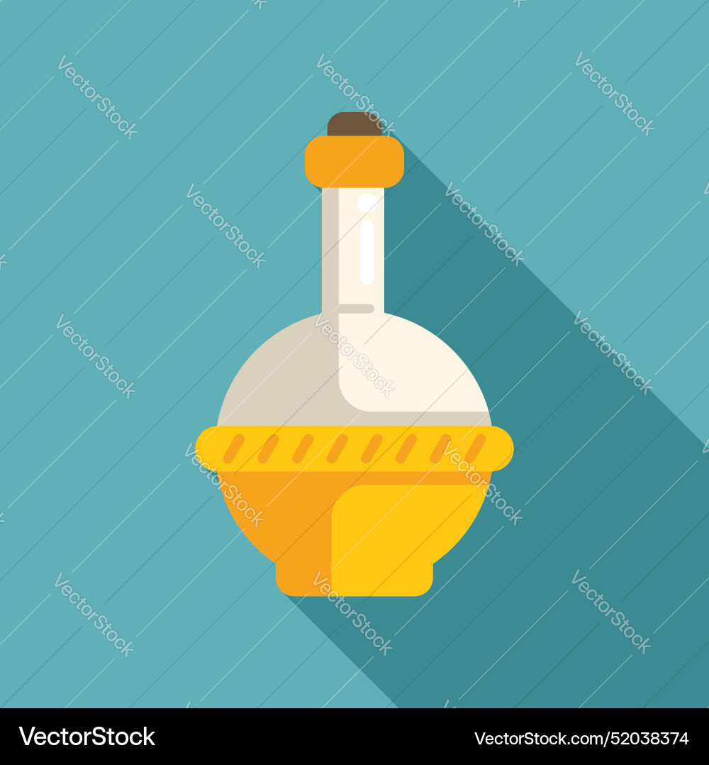 Big round bottom flask standing in a yellow Big round bottom flask standing in a yellow vector image