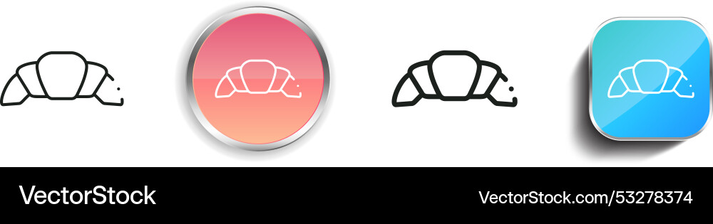 Croissant icon thin linear regular and button vector image
