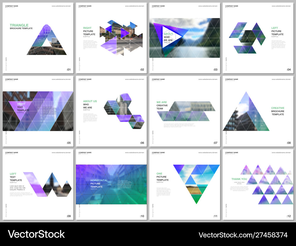 Minimal brochure templates with triangular design Minimal brochure templates with triangular design vector image