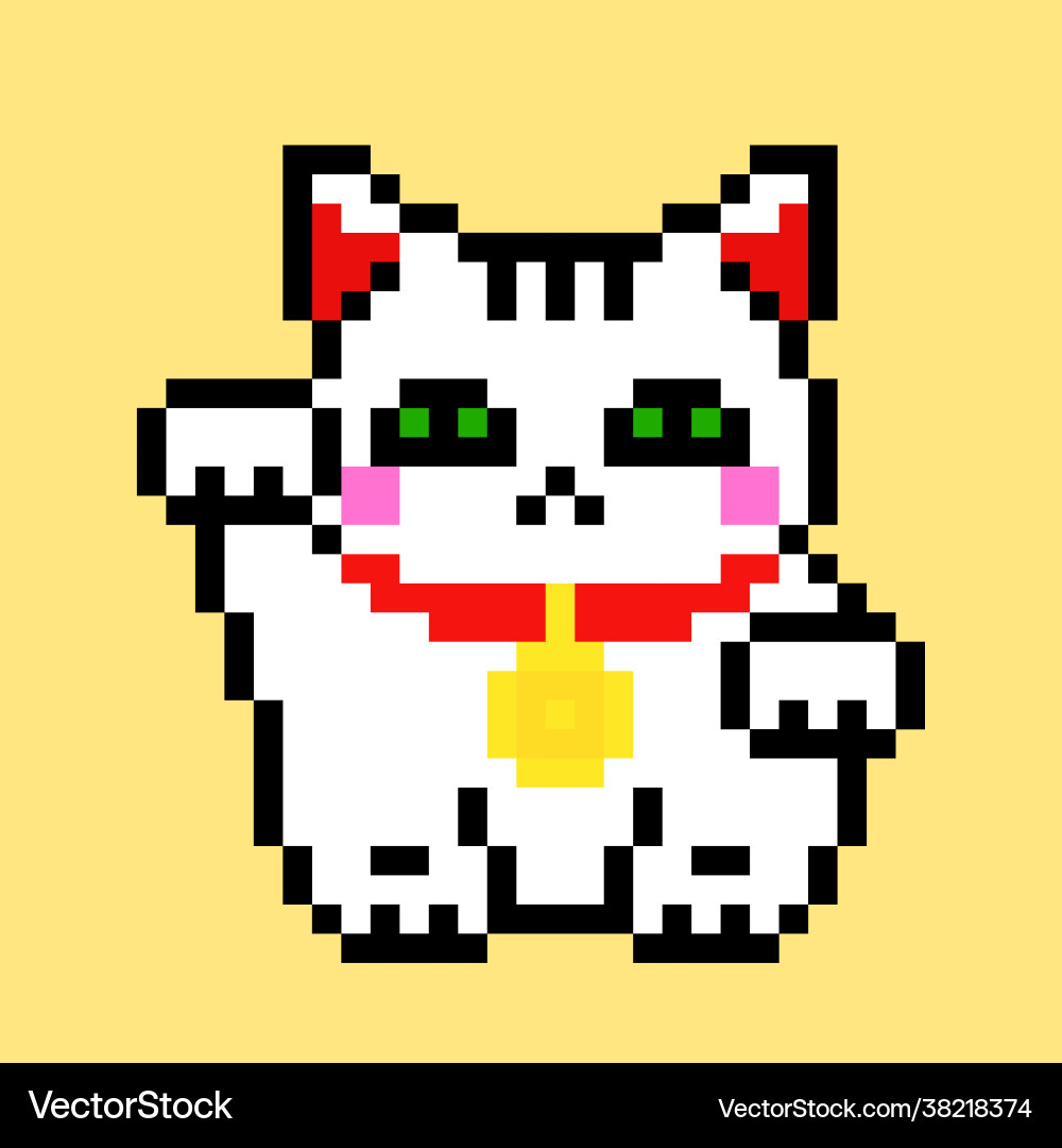 Pixel cat image maneki neko for 8 bit game assets – Royalty-Free Vector |  VectorStock