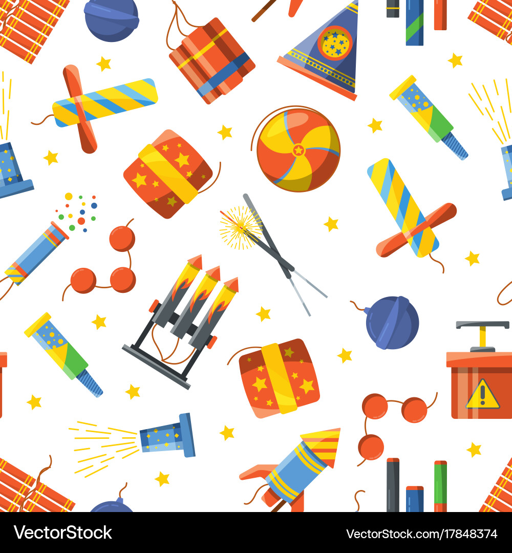 Pyrotechnics & Fireworks Pattern vector image