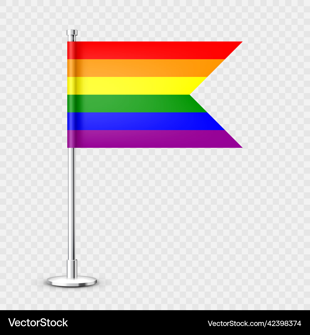 Realistic table flag on a chrome steel pole Realistic table flag on a chrome steel pole vector image