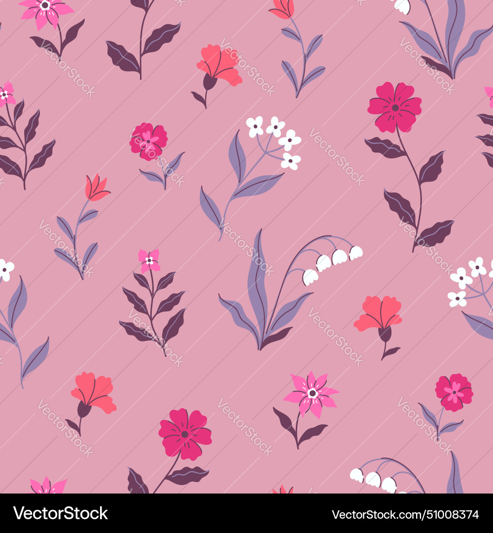 Seamless pattern in pink red purple and white vector image