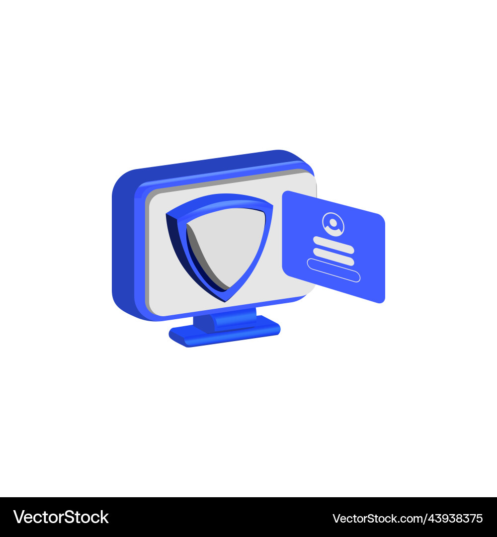 3d computer with personal data security design vector image