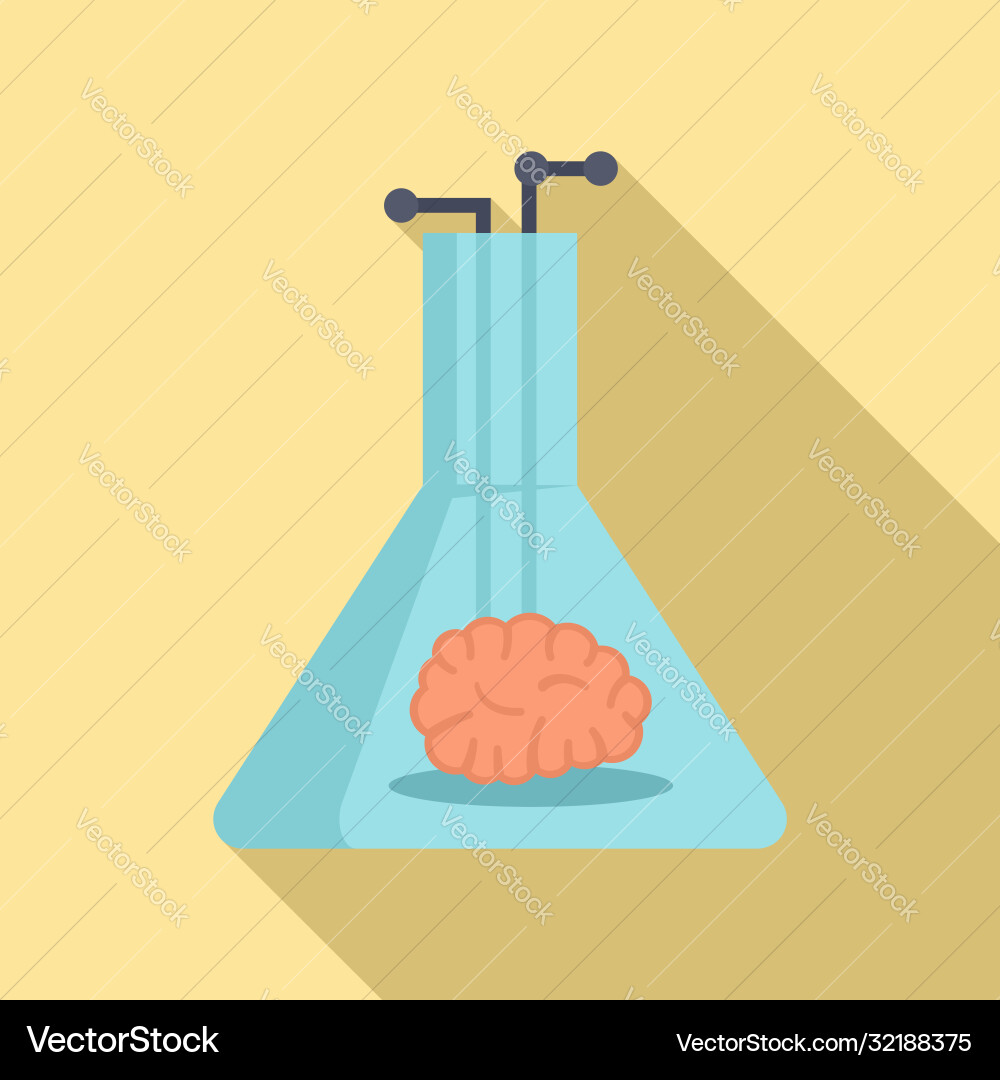 Ai flask brain icon flat style Ai flask brain icon flat style vector image