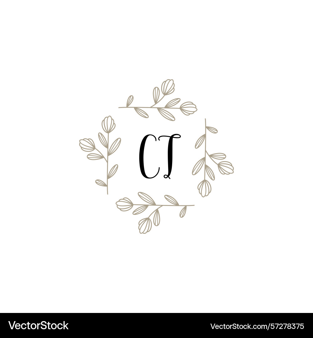 Botanical monogram logos with initial ct Vector Image