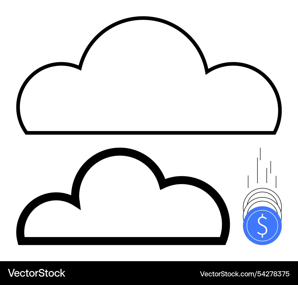 Cloud storage and data transfer symbol with coin Cloud storage and data transfer symbol with coin Vector Image
